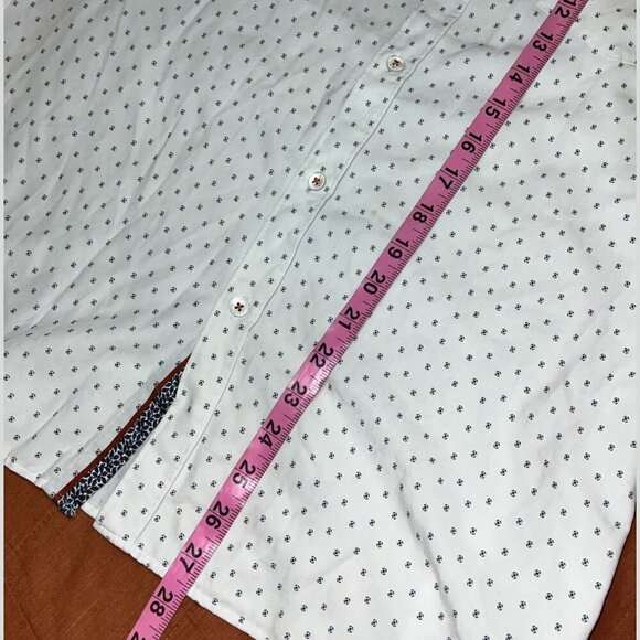 Ted Baker White Print Short Sleeve Casual Button-Down Shirt Men’s Size 3 / Small - Picture 8 of 9